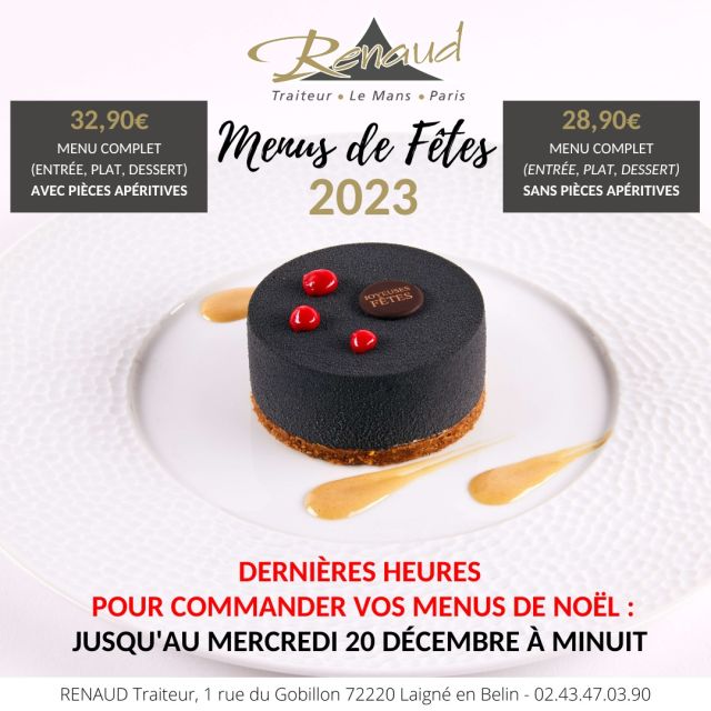 ⚠️ Avis aux derniers indécis, même si tout vous fait envie, il est temps de choisir entre foie gras ou saumon, viande ou poisson, vanille ou chocolat...
Vous avez jusqu'au mercredi 20 décembre à minuit pour commander vos menus de Noël. 
Et pour le Nouvel An, jusqu'au mercredi 27 décembre.

Commandez vos menus de Fêtes en ligne sur www.renaudtraiteur.fr (lien en bio)

#renaudtraiteur #traiteursdefrance #traiteurnoel #menudefête #traiteurlemans #traiteursarthe #repasnoel #menudenoel #noel #noelapproche #iso20121 #traiteurnouvelan #nouvelan